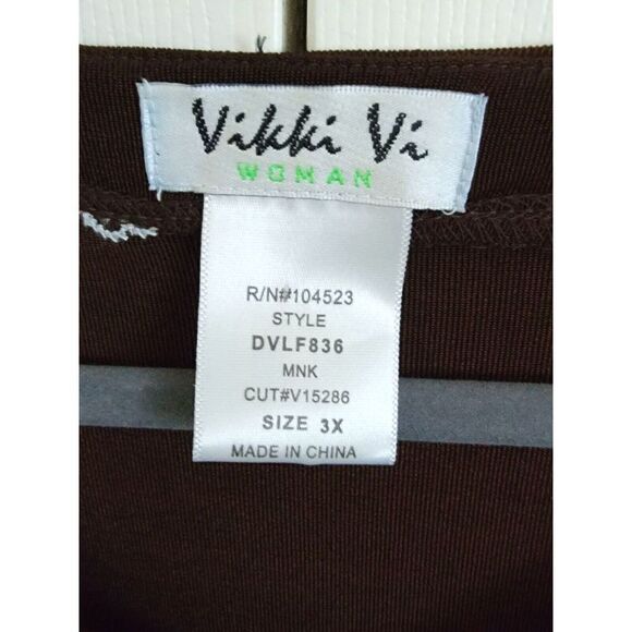 Vikki Vi 3X Brown Jacket Slinky Hook Closure Embroidered LS Vintage Shoulder Pad - Picture 3 of 6